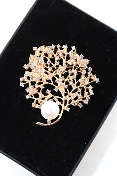 Branches extending to the future tree of life woman brooch pearl zircon stone gold color lapel pin