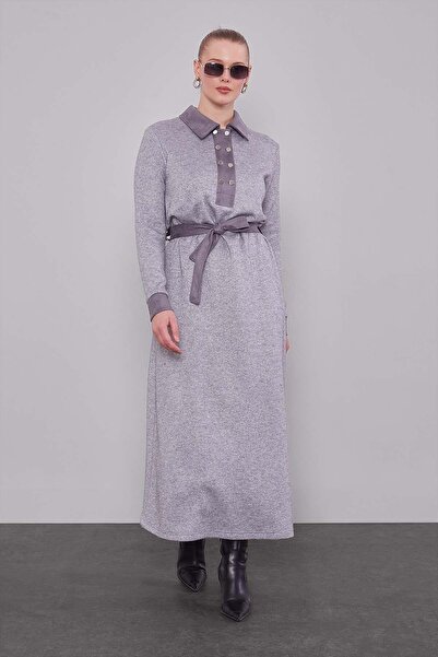 Levidor Γκρι φόρεμα από κασμίρ με αυτο-αντανακλαστική επιφάνεια