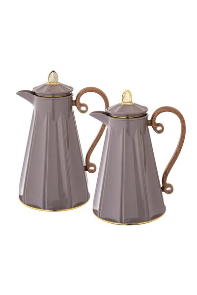 Alaska Alaska Thermos Set, 2 Pieces, Grey, Wooden Handle