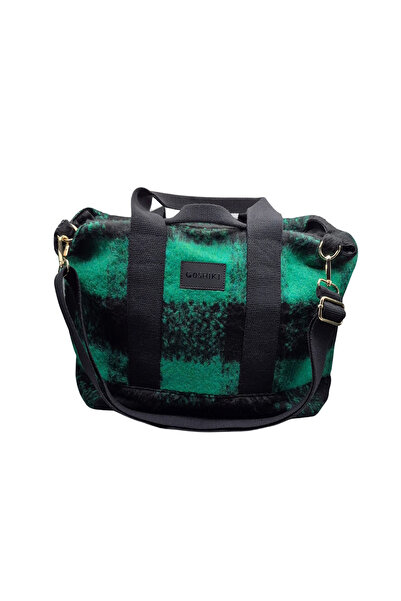 Goshıkı ماتسو - حقيبة نسائية يومية بنمط مربعات باللونين الأصفر والأسود مع قما...