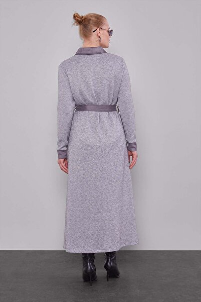 Levidor Γκρι φόρεμα από κασμίρ με αυτο-αντανακλαστική επιφάνεια