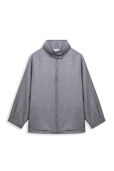 praye Zippered Short Jacket Gray