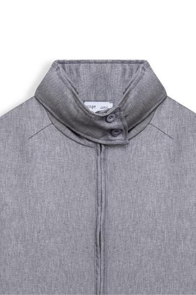 praye Zippered Short Jacket Gray