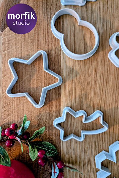 meldeco3d Christmas Cookie Mold Set, 10-Piece Christmas and New Year Shapes, Christmas Themed Cookie Mold