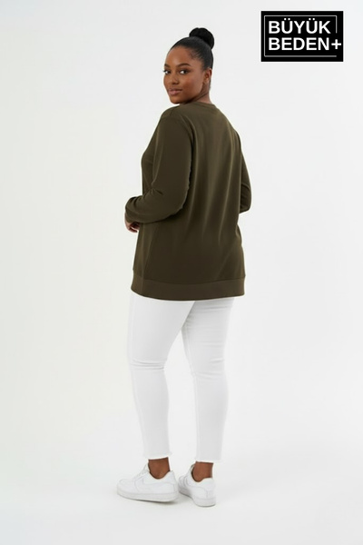 Superlife Γυναικείο φούτερ με λαιμόκοψη μεγάλου μεγέθους και λεπτή ριμπάνα με μανίκια και φούστα SPR26BSWK956