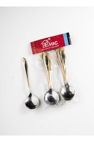 HIC طقم ملاعق شوربة ستيل غير قابل للصدا مكون من 12 قطعة