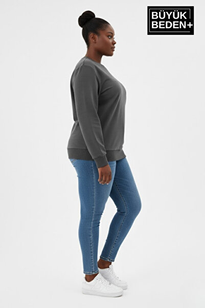 Superlife Γυναικείο φούτερ με λαιμόκοψη μεγάλου μεγέθους και λεπτή ριμπάνα με μανίκια και φούστα SPR26BSWK956