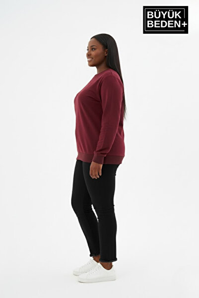 Superlife Γυναικείο φούτερ με λαιμόκοψη μεγάλου μεγέθους και λεπτή ριμπάνα με μανίκια και φούστα SPR26BSWK956