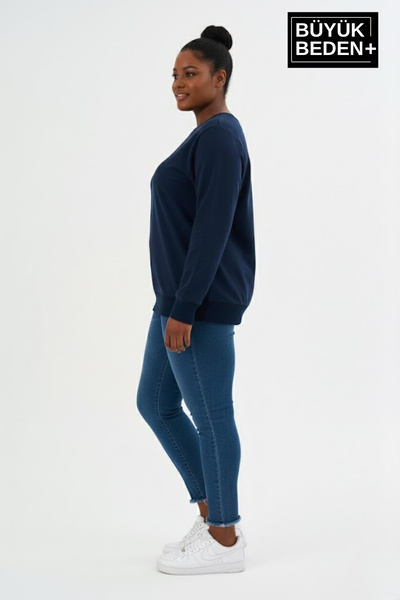 Superlife Γυναικείο φούτερ με λαιμόκοψη μεγάλου μεγέθους και λεπτή ριμπάνα με μανίκια και φούστα SPR26BSWK956