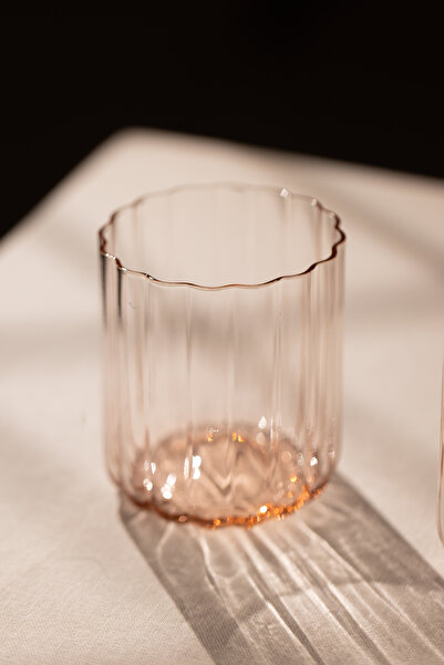 Rakle Flower Handmade Self-Colored Set of 2 Water Glasses Pink 450 Cc