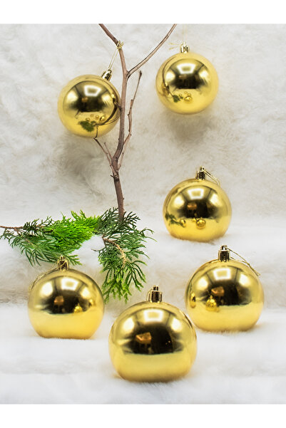 Waldern Christmas Pine Tree Ornament Gold 8 Cm 6-Piece Cici Ball