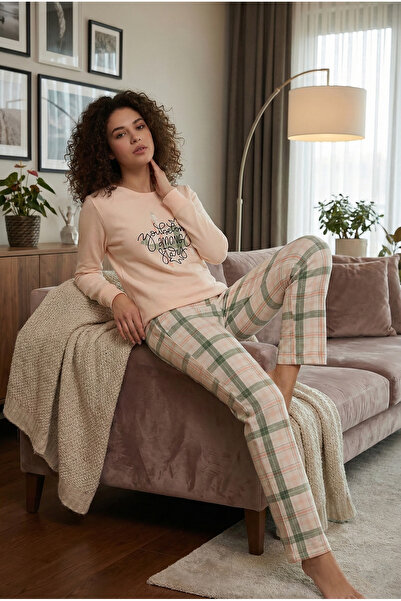 Bravie Luxury Thermal among Stars Patterned Women's Fleece Winter Pajama Set – 42058