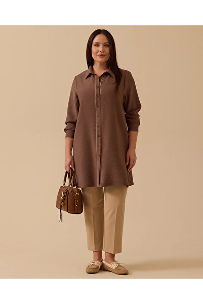 Gala-Xi Plus Size Piped Basic Tunic