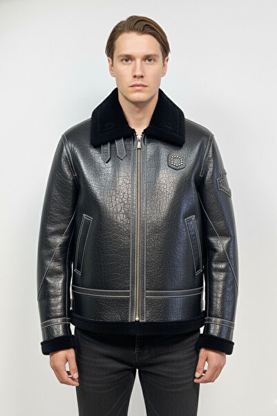 Deriderim Siyah İçi Siyah Tüylü Tokalı Cepli Astarsız Fermuar Kapamalı Erkek ...