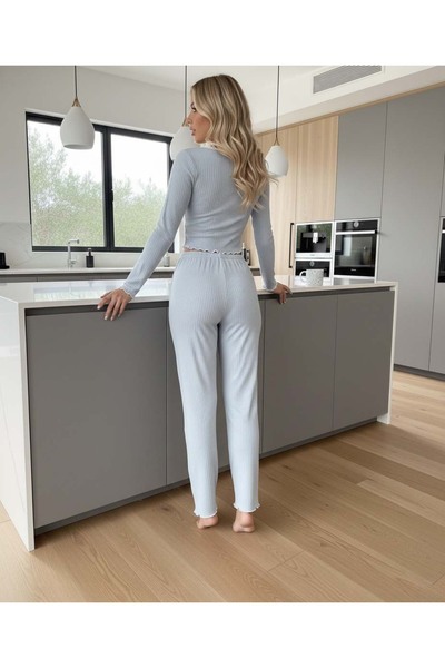 Merry See Set de pijamale elegante cu mâneci lungi și nasturi în față