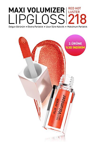 Alix Avien Maxivolumizer Lipgloss 218 - Red Hot Luster - Kalıcı ve Nemlendiri...