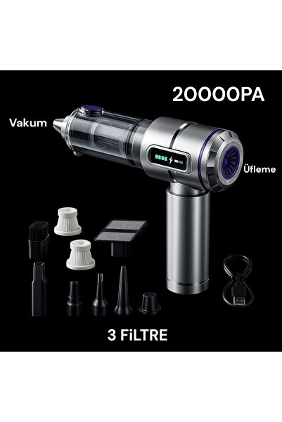 Bubitechh ST-6697APlus Araç İçi Süpürge Şarjlı Kablosuz Taşınabilir Mini Vaku...