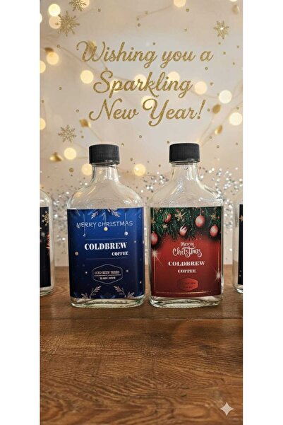 COLD BREW TREND by uğur cadırcı Christmas Themed Glass Bottle – Decorative Set of 6 |   Gift, Presentation, Special Design, Waterproof Sticker