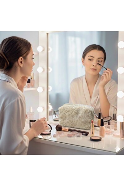 Madame Mini Plush Women's Makeup Bag with Furry Zipper