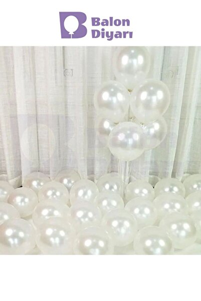 BALON DİYARI 40 Adet Beyaz Sedefli Metalik Balon – Şık ve Parlak Dekorasyon