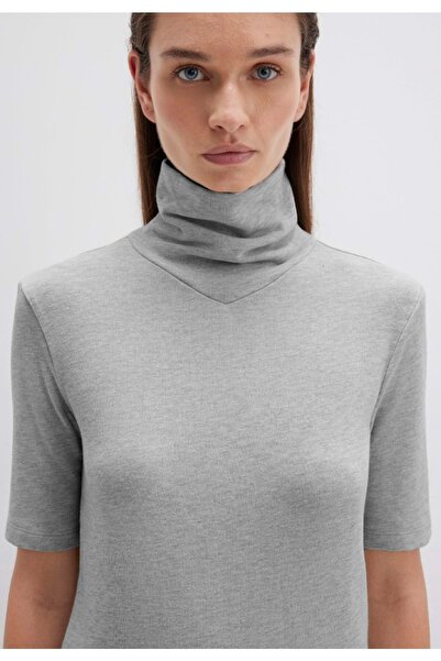 Mavi M1613613 Short Sleeve Pullover Turtleneck T-Shirt Women's T-Shirt Gray