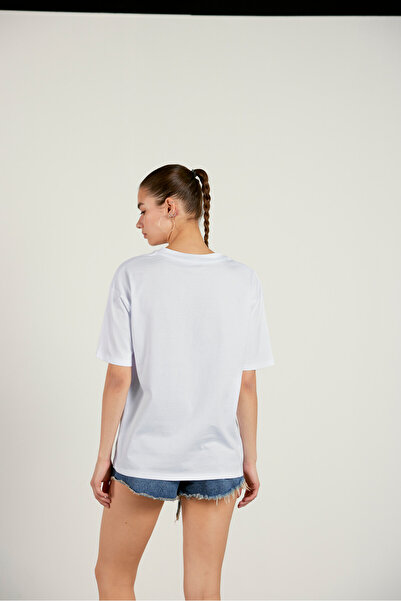 VATKALI Λευκό Basic T-Shirt - Τυπωμένο