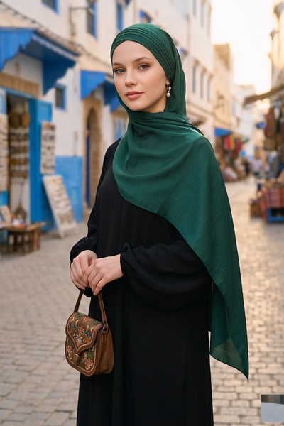 Aisha's Design Şal practic cu pliuri cusute, verde închis, CPS-90