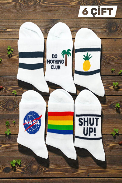 Esinti 6 ζευγάρια κάλτσες με βαμβακερά σχέδια – Unisex Long College & Sneaker Συμβατές γυναικείες ανδρικές κάλτσες