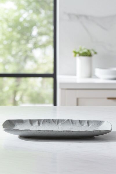 Külsan 41016.GG - 6'lı Gri Granit Efektli Dikdörtgen Tabak Seti 15,4x8,9 cm, ...