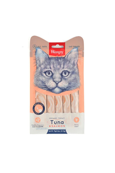 Wanpy Ton Balığı ve Somonlu Sıvı Kedi Ödül Maması 5x14 Gr
