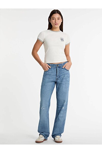 Guess Γυναικείο μπλουζάκι με λεπτή εφαρμογή τζιν Ss Slim Stamp
