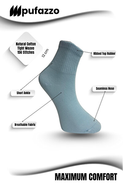 PUFAZZO Дамски къси чорапи Спортни чорапи 6-пакет - естествен памук, безшевни, тенис, колеж, разнообразни цветове Спортни чорапи
