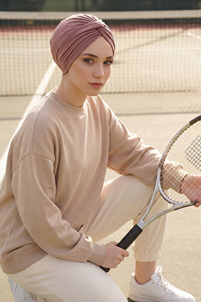 Aisha's Design Mihrace Χτενισμένο βαμβακερό καπέλο, Β-4, Ξηρό τριαντάφυλλο