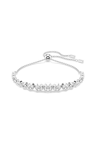 Swarovski Imber Tennis Bileklik, Karışık Yuvarlak Kesimler, Beyaz, Rodyum Kap...