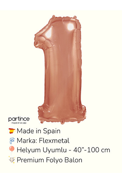 partince 40'' 100 cm Rose Gold Rakam Folyo Balonlar