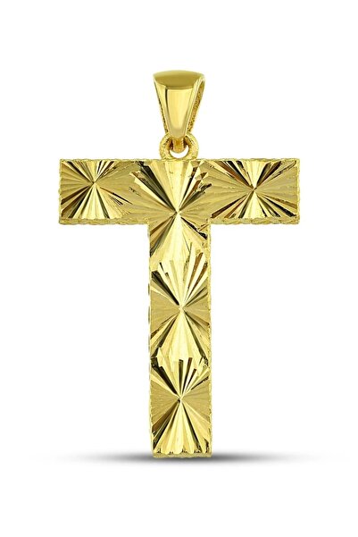 Altınkesesi 14 Ayar Altın Kalemli Parlak T Harfi Kolye Ucu