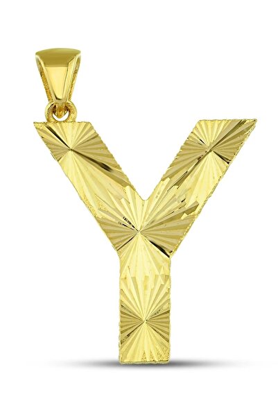 Altınkesesi 14 Ayar Altın Kalemli Parlak Y Harfi Kolye Ucu