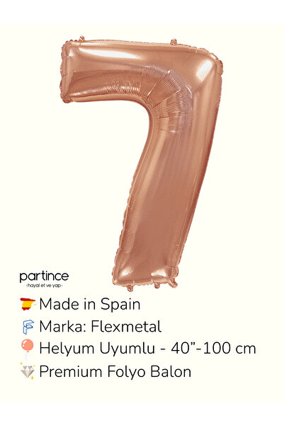 partince 40'' 100 cm Rose Gold Rakam Folyo Balonlar