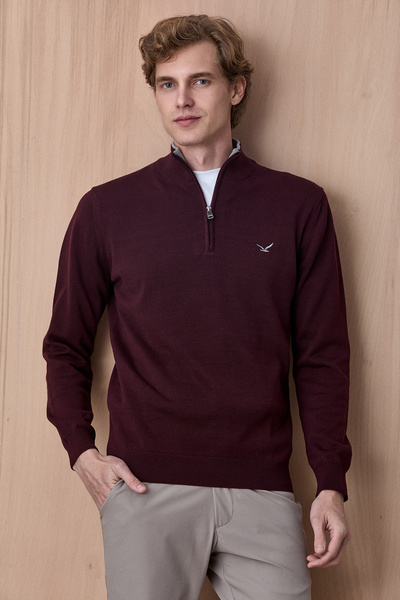 SMILE Hamnes Plum 100% Cotton Zippered Knitwear