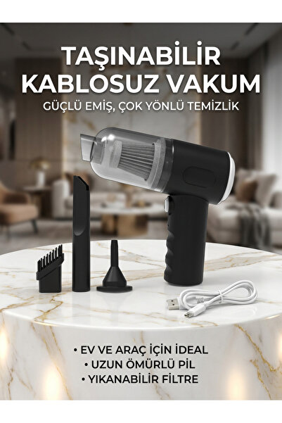 Kensa Mini Vakumlu Araç Süpürgesi El Süpürgesi Şarjlı Çok Fonksiyonlu