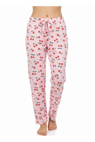 DONEX Βαμβακερό λεπτό ύφασμα που αναπνέει με λεπτομέρεια μέσης με κορδέλα Cherry B με τύπωμα Γυναικείο πιτζάμα χωρίς τσέπες