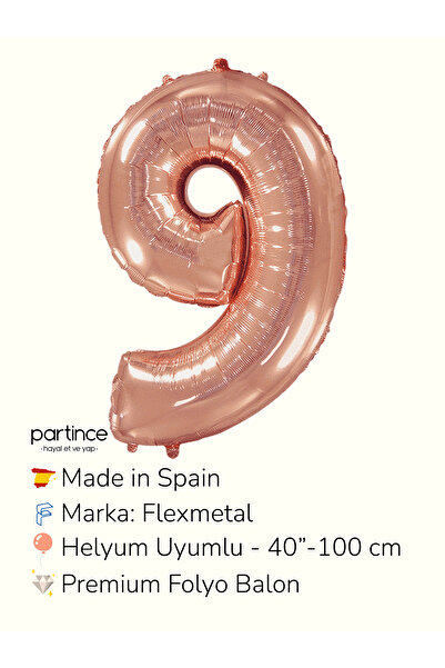partince 40'' 100 cm Rose Gold Rakam Folyo Balonlar
