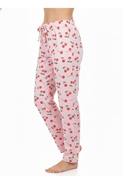 DONEX Βαμβακερό λεπτό ύφασμα που αναπνέει με λεπτομέρεια μέσης με κορδέλα Cherry B με τύπωμα Γυναικείο πιτζάμα χωρίς τσέπες