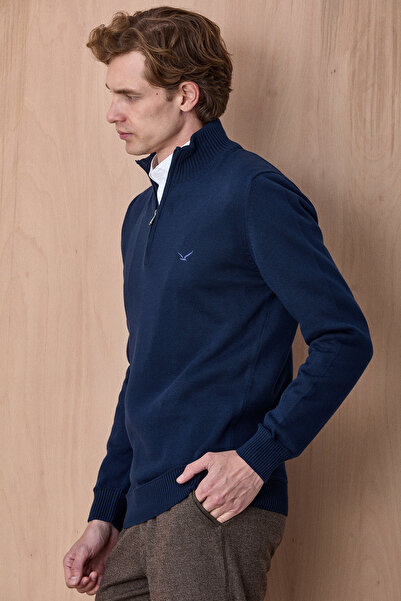 SMILE Advent Troyar Petrol 100% Cotton Zippered Knitwear