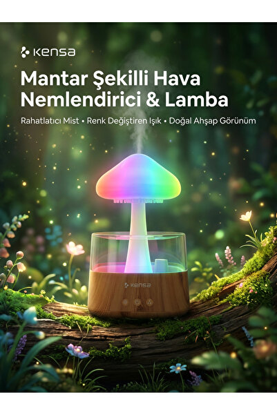 Kensa Sihirli Yağmur Bulut Aromaterapi Difüzör | Mini USB Taşınabilir Nemlendirici, Su Damla Efektli