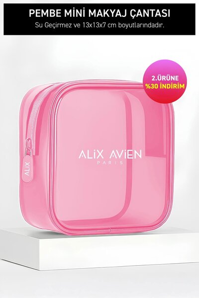 Alix Avien Pembe Mini Makyaj Çantası - Pink Cosmetic Bag