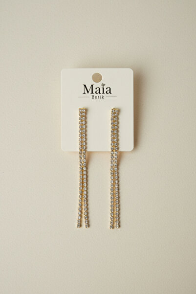 maia Zirkon Taşlı Gold Su Yolu Abiye Küpe