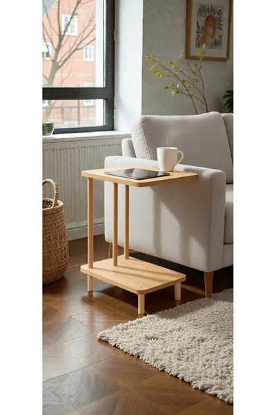 HESA C Yan sehpa Komodin Dressuar Masa Ahşap ayaklı mal mumu kaplamalı ayak