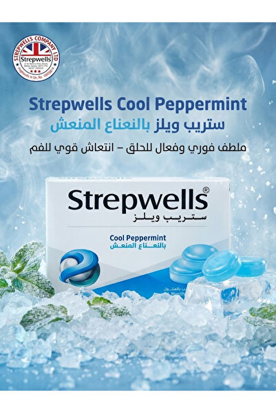 STREPWELLS Cool Peppermint 24 Pastilles Strip Wells Refreshing Peppermint Loz...