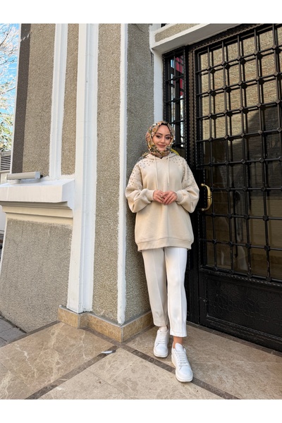 W WARGA Stone Detail Hooded Sweatshirt